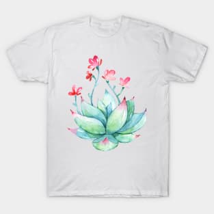 Watercolor Succulent sticker T-Shirt